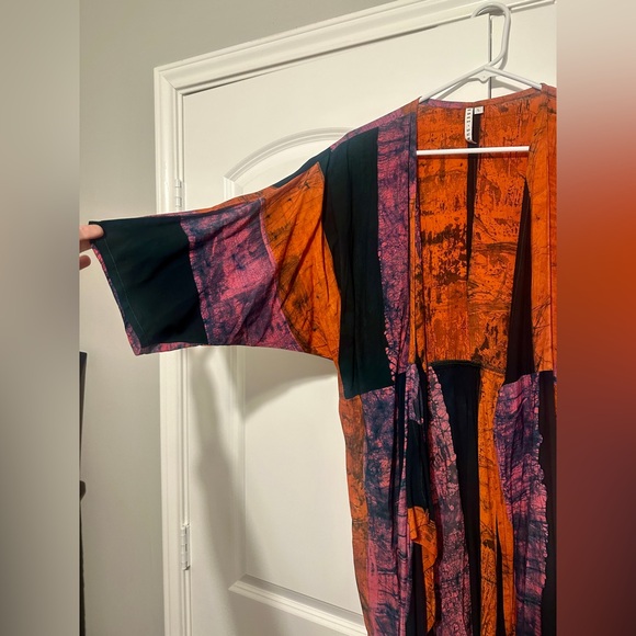 NEW Osei Duro Letsa Rayon Wrap Dress Carmine Red Black Pink Multi Color Size L - Picture 6 of 10